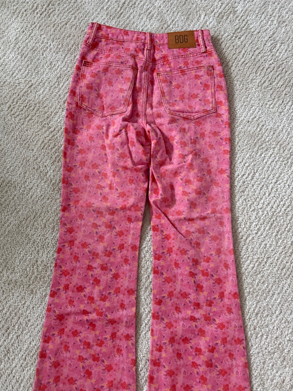 Urban Outfitters BDG Pink Floral Wide Leg Jeans